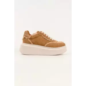 Karl Lagerfeld sneakers din piele intoarsă ANAKAPRI U culoarea maro, KL63509 imagine