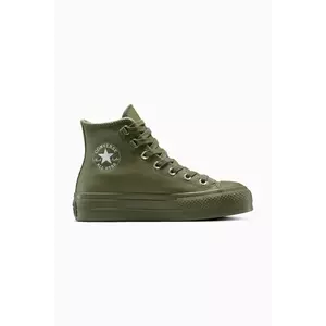Converse teniși de piele Chuck Taylor All Star Lift culoarea verde, A12968C imagine