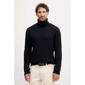 BOSS pulover de lână BECKHAM X BOSS culoarea bleumarin, cu guler, 50554338 imagine