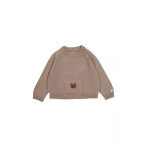 Donsje pulover din bumbac pentru bebeluși Loeke Sweater Bear culoarea maro, light, 3037801 imagine
