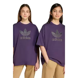 adidas Originals tricou de bumbac pentru copii culoarea violet, cu imprimeu, JY6421 imagine