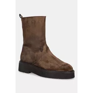 Billi Bi cizme din piele întoarsă culoarea maro, cu toc plat, izolare ușoară, A9122 555 imagine