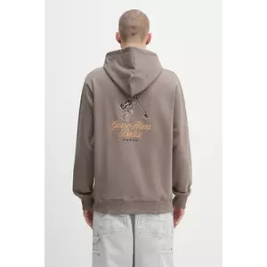 Drôle de Monsieur hanorac de bumbac Le Hoodie Grand HUtel culoarea maro, cu glugă, cu imprimeu, H.HO184.CO127 imagine