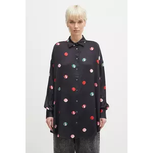 Fiorucci cămașă Lollipop Print femei, culoarea negru, cu guler clasic, relaxed, W02SPTLO285VI01BK03 imagine