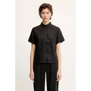 Samsoe Samsoe cămașă de in MINA culoarea negru, cu guler clasic, regular, F23900009 imagine