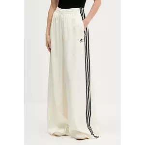 adidas Originals pantaloni de trening Satin Tp Wl culoarea bej, cu imprimeu, KD2542 imagine