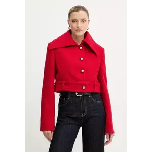 Patou jachetă din amestec de lână culoarea roșu, de tranziție, JA0600223 imagine