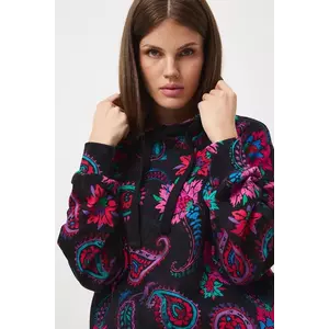 Medicine hanorac de bumbac culoarea negru, cu glugă, modelator imagine