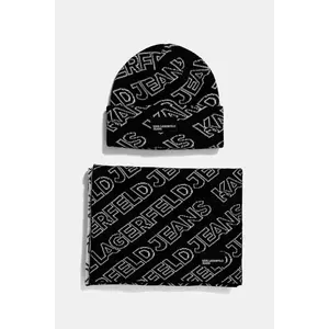 Karl Lagerfeld Jeans palarie și eșarfă culoarea negru, A4W33074 imagine