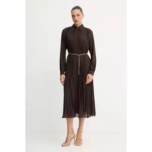 MICHAEL Michael Kors rochie culoarea maro, midi, evazați, MF5838A7R3 imagine
