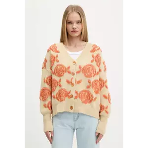 Desigual cardigan din amestec de lână CARTER culoarea bej, călduros, 25WWJF22 imagine