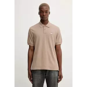 Tommy Jeans polo de bumbac culoarea bej, cu imprimeu, DM0DM22063 imagine