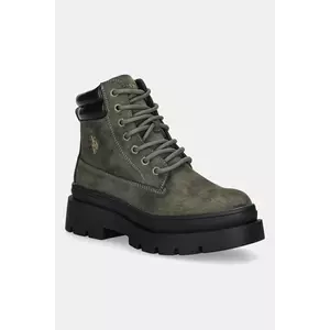 U.S. Polo Assn. botine SHONA001 culoarea verde, cu toc plat, SHONA001W/EHY1 imagine