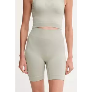 Hummel pantaloni scurți de antrenament culoarea verde, uni, high waist, 230078 imagine