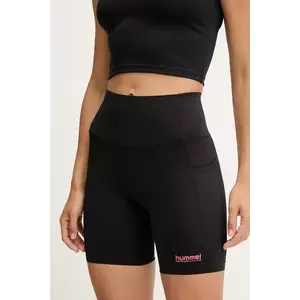 Hummel pantaloni scurți sport culoarea negru, uni, medium waist, 230083 imagine