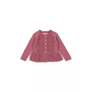 Konges Sløjd cardigan din bumbac pentru copii CABBY FRILL CARDIGAN GOTS culoarea roz, KS103737 imagine