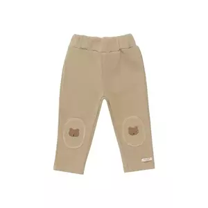 Donsje pantaloni de trening din bumbac pentru bebeluși Joek Trousers Bears culoarea bej, cu imprimeu, 3040701 imagine