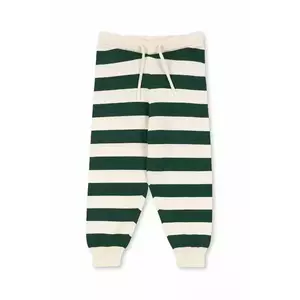 Konges Sløjd pantaloni de trening din bumbac pentru copii MANIS KNIT PANTS culoarea verde, cu imprimeu, KS103897 imagine