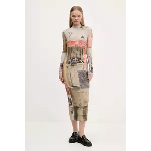 Desigual rochie LYRA culoarea bej, midi, drept, 25WWVK30 imagine