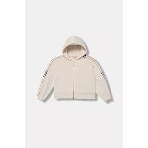 Elisabetta Franchi bluză din amestec de lână pentru copii culoarea bej, cu glugă, cu imprimeu, EGFE057.0.FF002 imagine