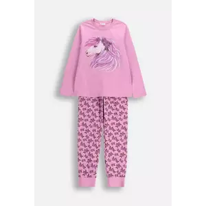 Coccodrillo pijamale din bumbac pentru copii culoarea violet, cu imprimeu, PYJAMAS imagine