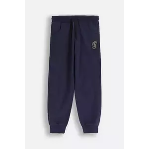 Coccodrillo pantaloni de trening din bumbac pentru copii culoarea bleumarin, uni, EVERYDAY BOY A imagine