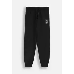 Coccodrillo pantaloni de trening din bumbac pentru copii culoarea negru, uni, EVERYDAY BOY A imagine