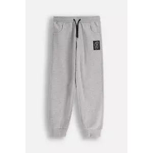 Coccodrillo pantaloni de trening din bumbac pentru copii culoarea gri, uni, EVERYDAY BOY A imagine