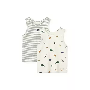 Liewood top de bumbac pentru copii Faris Printed Tank Top 2-pack 2-pack culoarea bej, cu imprimeu, LW20285 imagine