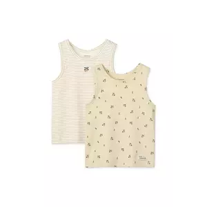 Liewood top de bumbac pentru copii Faris Printed Tank Top 2-pack 2-pack culoarea bej, cu imprimeu, LW20285 imagine