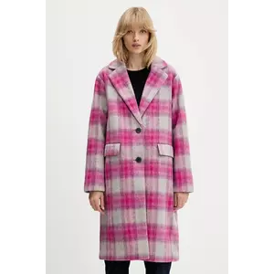 Desigual haină cu lână PINKCHECK culoarea roz, 25WWEW15 imagine