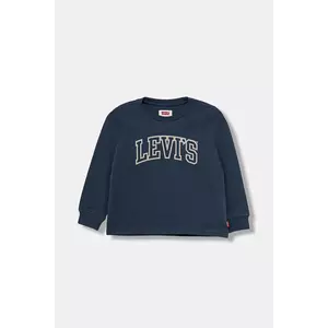 Levi's longsleeve din bumbac pentru bebeluși COLLEGIATE LS TEE culoarea bleumarin, cu imprimeu, 6EP410 imagine