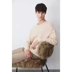 Medicine pulover de bumbac culoarea bej imagine