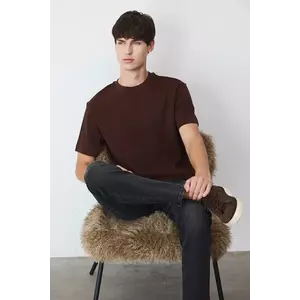 Medicine tricou din bumbac culoarea maro, neted imagine