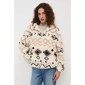 Medicine hanorac fleece culoarea bej, cu glugă, modelator imagine