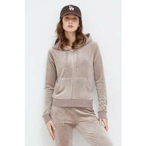 Juicy Couture bluză din velur culoarea bej, cu glugă, neted imagine