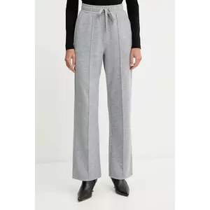 Weekend Max Mara pantaloni cu lână SPONDA culoarea gri, lat, high waist, 2525786022600 imagine