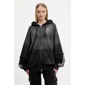 adidas Originals hanorac de bumbac Oversized Hoodie culoarea negru, cu glugă, KE9806 imagine