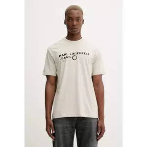 Karl Lagerfeld Jeans tricou culoarea bej, cu imprimeu, A4M17022 imagine