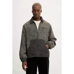 Desigual jachetă din amestec de lână RUSTIC FABRIC culoarea negru, de tranziție, 25WMEW11 imagine