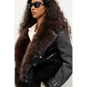 Answear.LAB geaca jeans culoarea maro, de tranzitie imagine