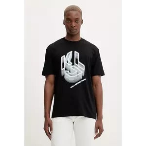 Karl Lagerfeld Jeans tricou din bumbac culoarea negru, cu imprimeu, A4M17023 imagine