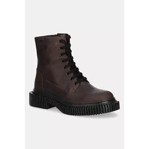 Camper bocanci de piele Pix Berlin culoarea maro, cu toc plat, K400808-001 imagine