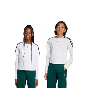 adidas Originals longsleeve din bumbac pentru copii culoarea alb, cu imprimeu, JV7799 imagine