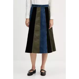 Desigual fustă PATCHES culoarea bleumarin, midi, evazati, 25WWFW08 imagine