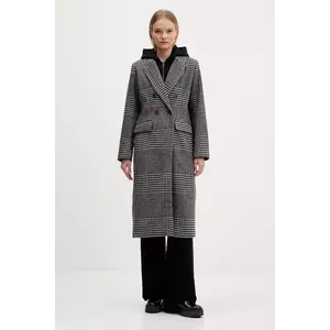 Desigual haină cu lână CAPUCHA CHECK culoarea gri, 25WWEW13 imagine