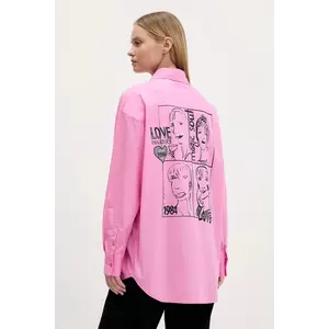 Desigual cămașă din bumbac GIRLS culoarea roz, cu guler clasic, relaxed, 25WWCW16 imagine