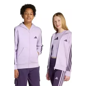 adidas bluză copii culoarea violet, cu glugă, cu imprimeu, KB7307 imagine