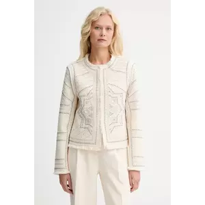 Morgan sacou culoarea bej, un singur rand de nasturi, cu model, VCLIKY imagine