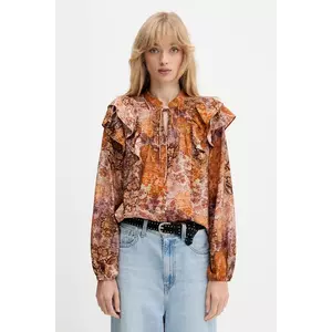 Desigual cămașă ROMANTICA culoarea portocaliu, cu un decolteu legat, regular, 25WWBW08 imagine